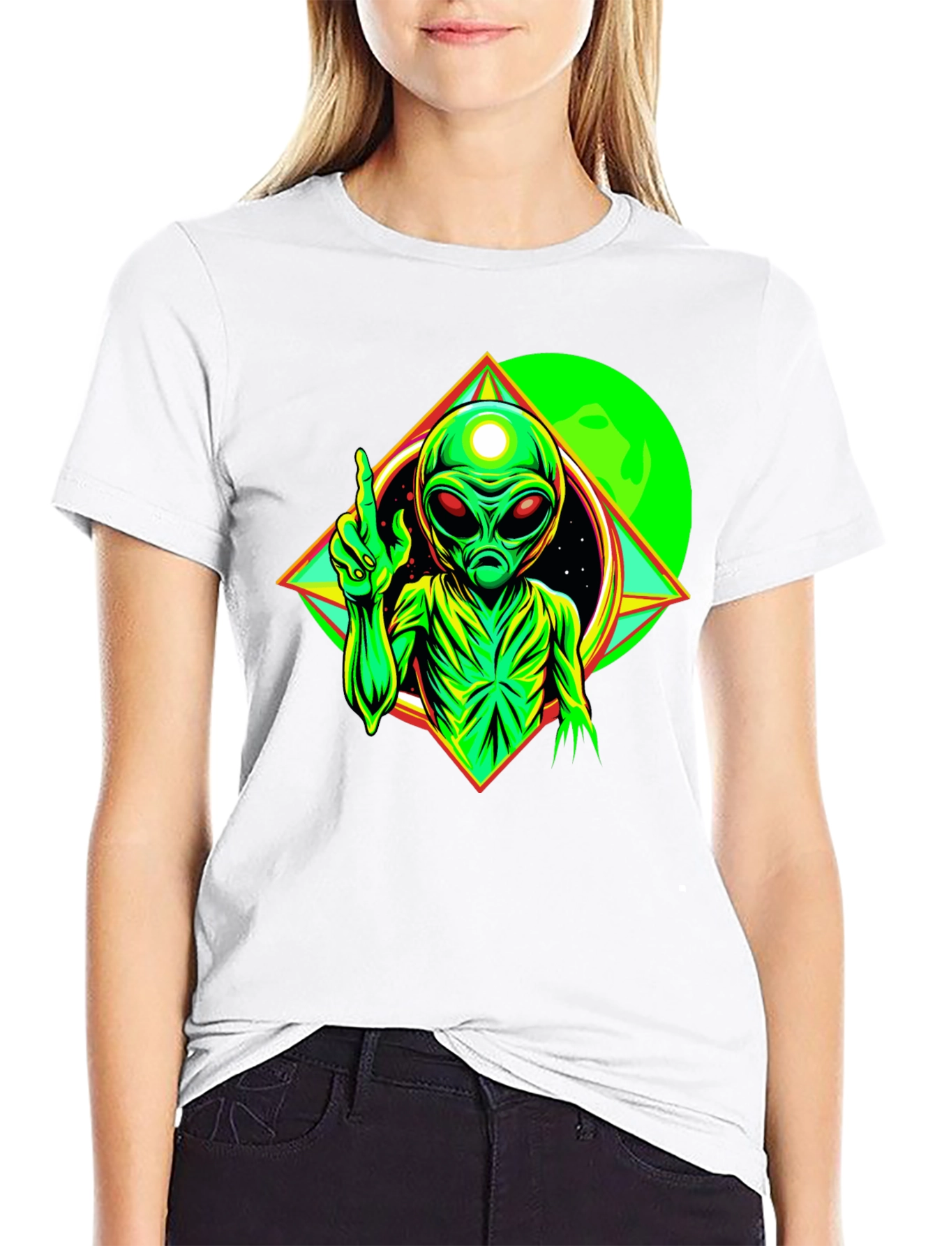 Cosmic Alien Graphic Tee - Black