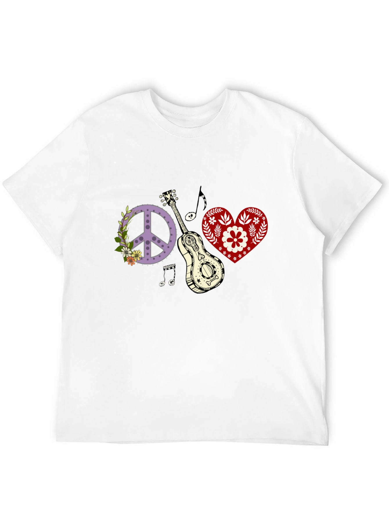 Peace Love & Music T-Shirt - Black Cotton Tee
