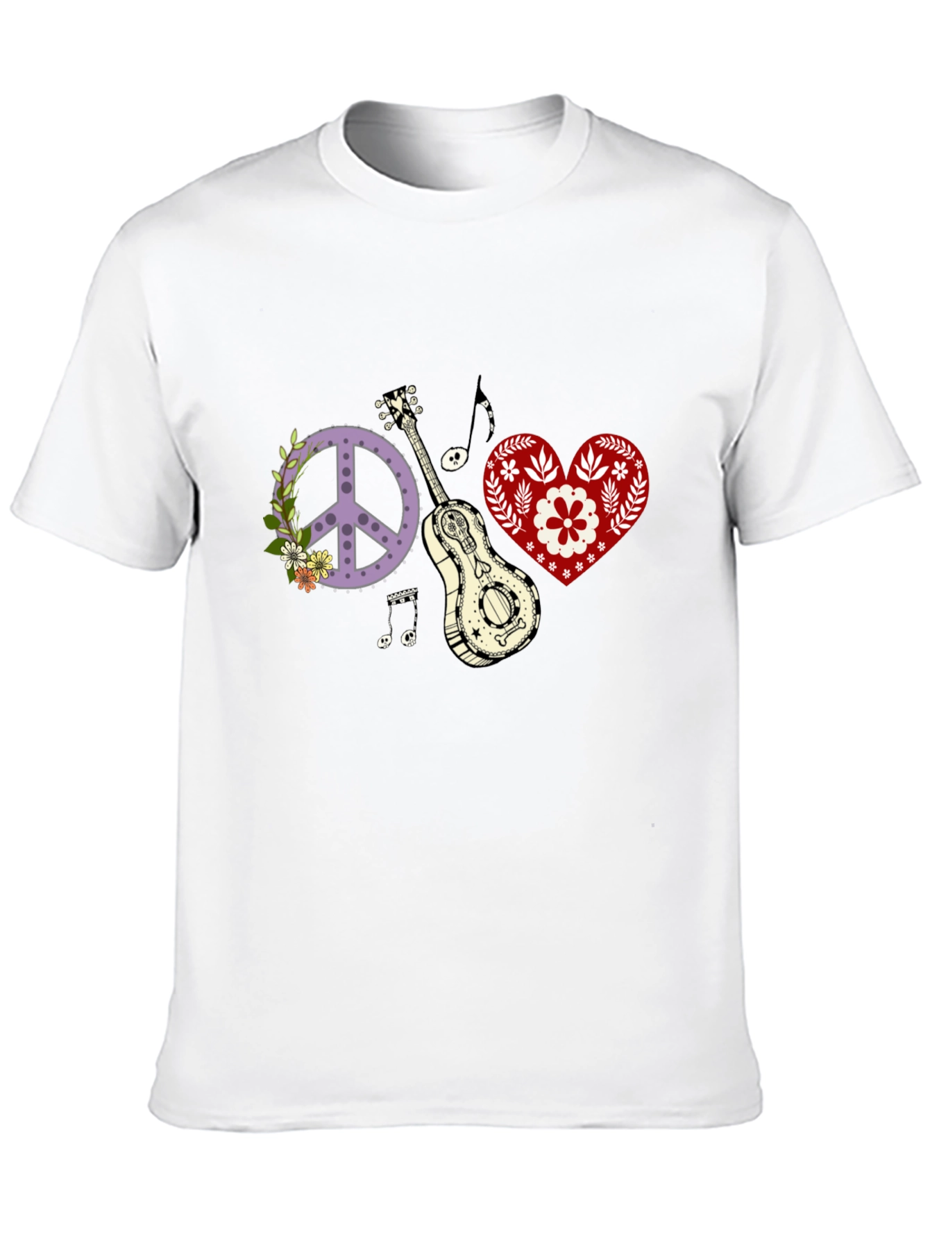 Peace Love & Music T-Shirt - Black Cotton Tee
