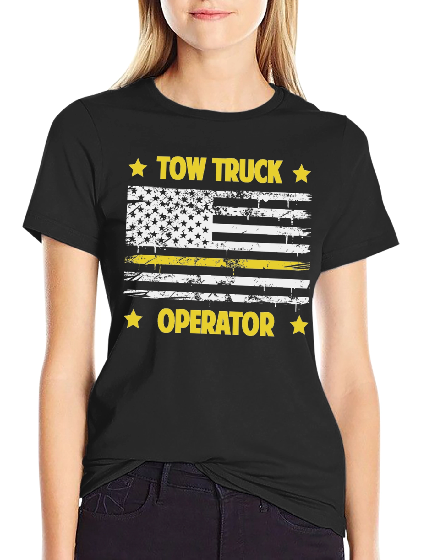 Tow Truck Operator USA Flag Graphic T-Shirt