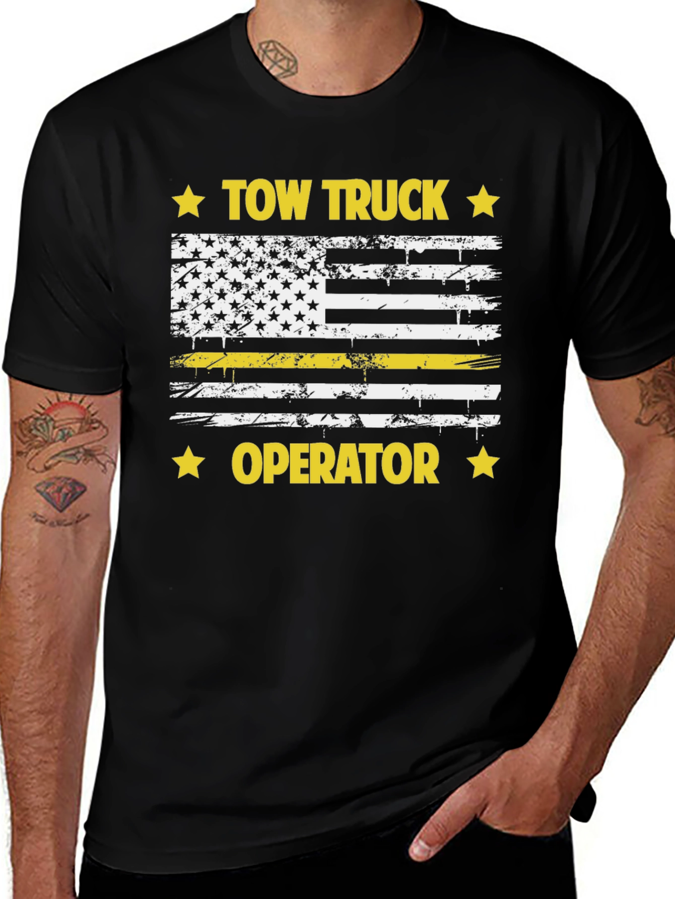 Tow Truck Operator USA Flag Graphic T-Shirt
