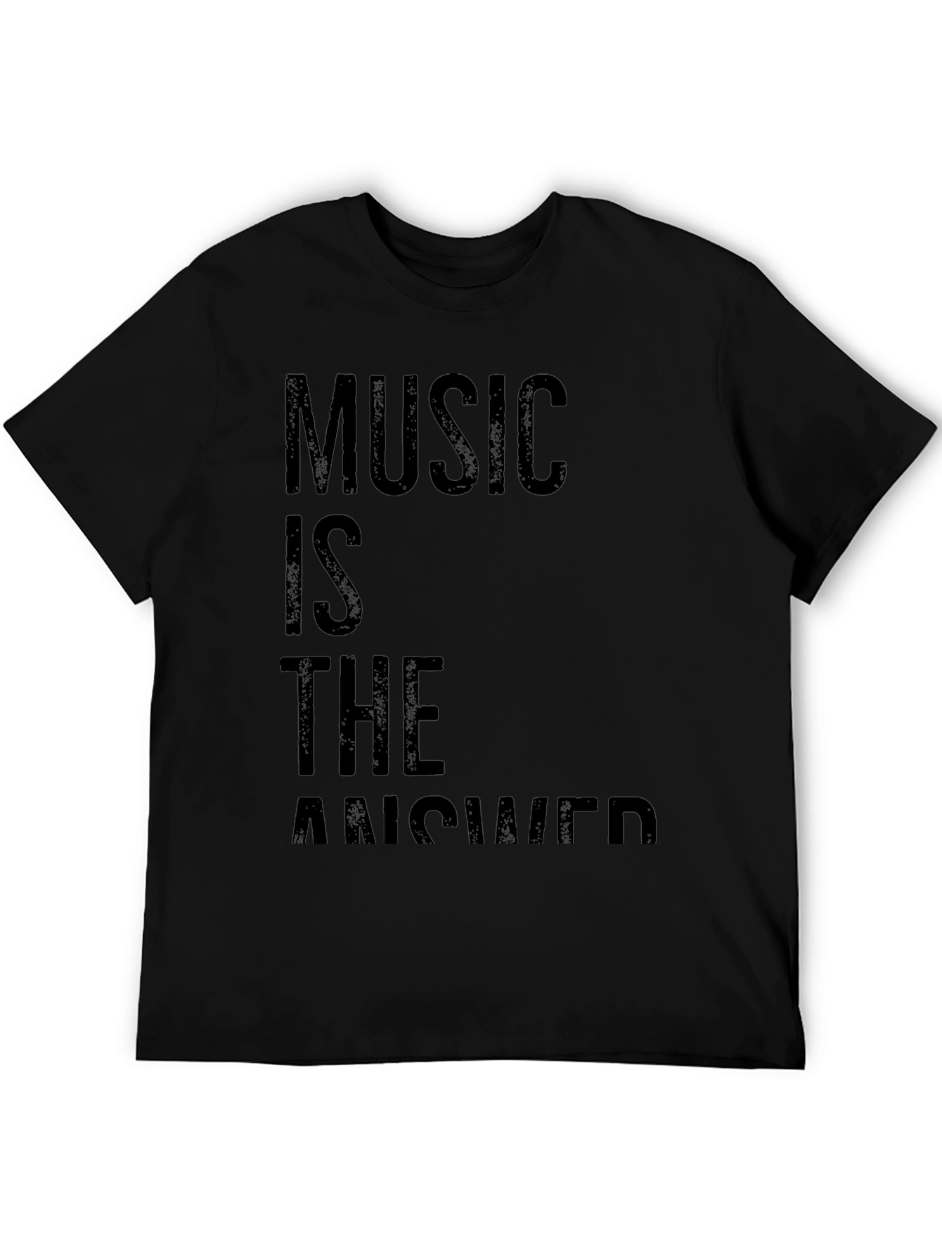 Music Is The Answer T-Shirt - Black Casual Tee