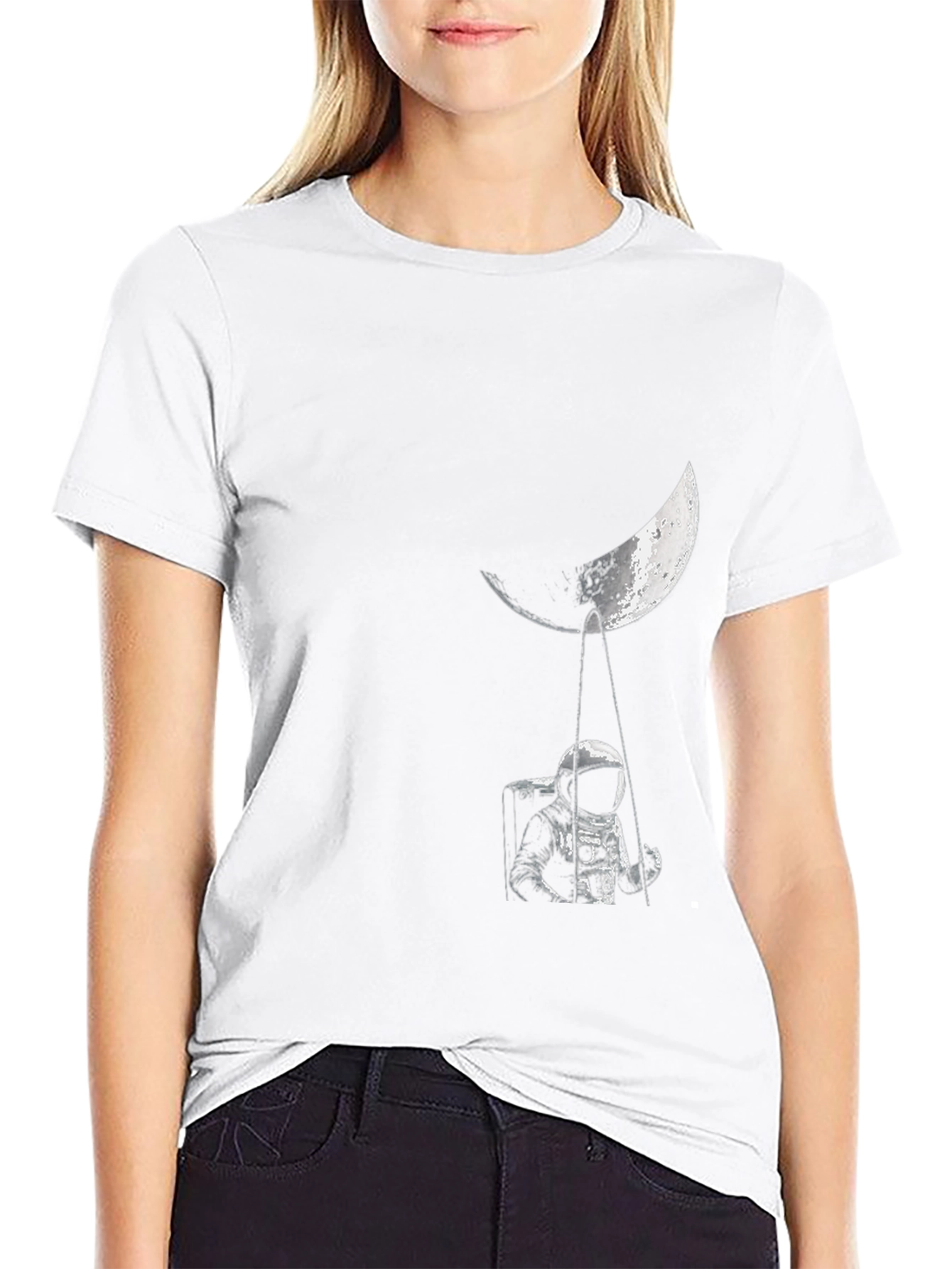 Astronaut on Moon Swing Graphic T-Shirt