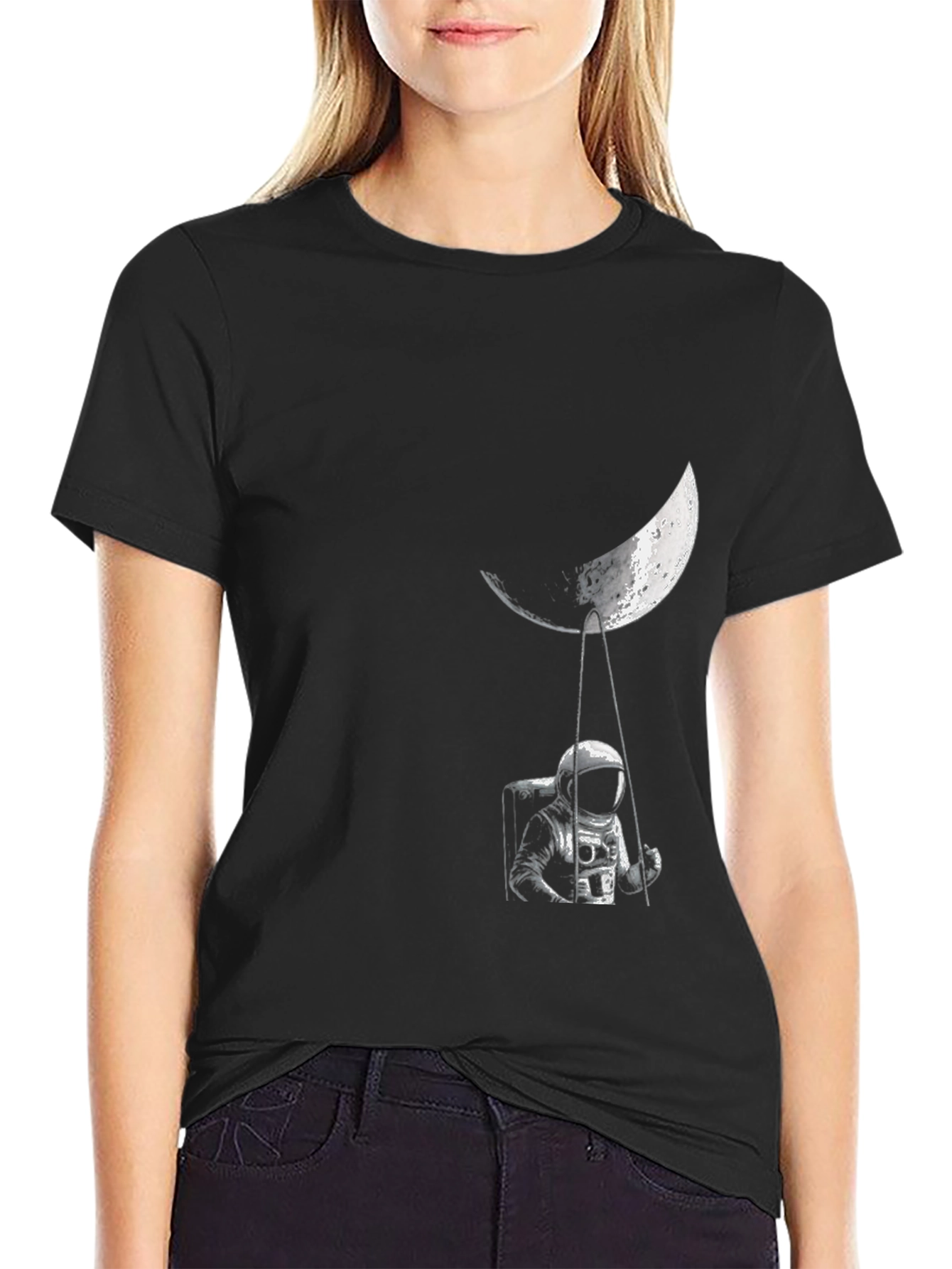 Astronaut on Moon Swing Graphic T-Shirt