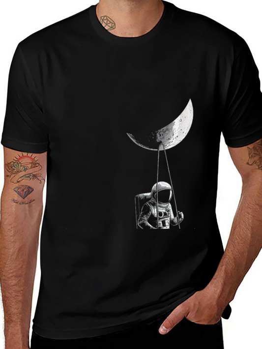 Astronaut on Moon Swing Graphic T-Shirt