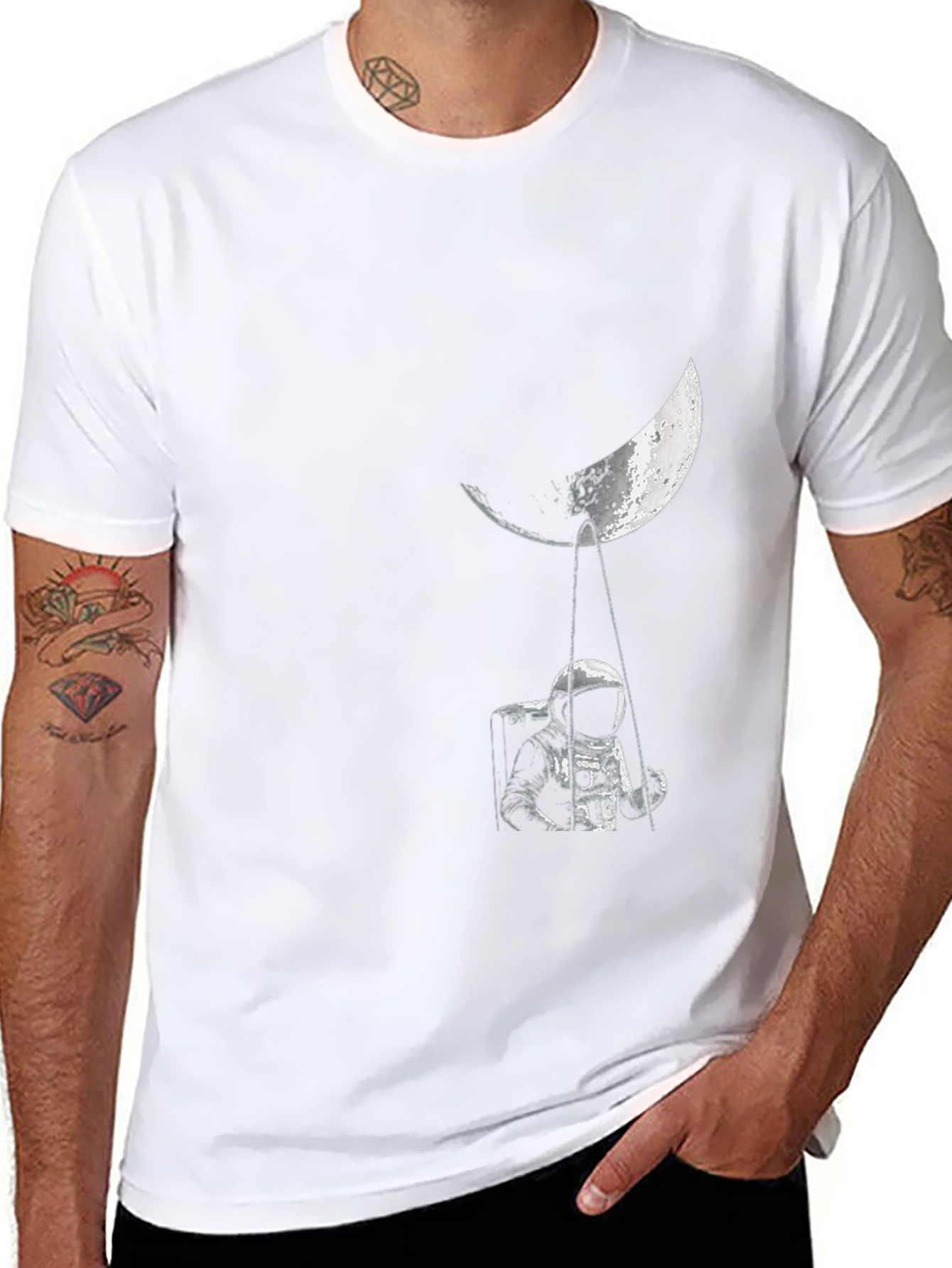 Astronaut on Moon Swing Graphic T-Shirt