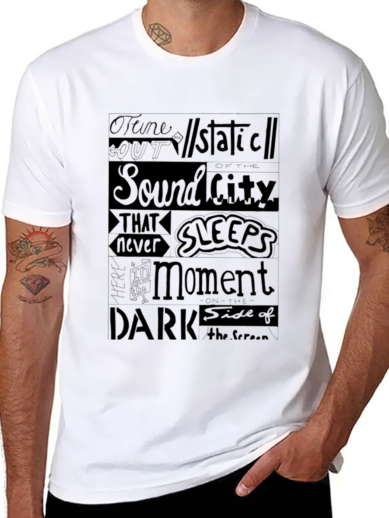 Tune Out T-Shirt - Graphic Design Black Tee