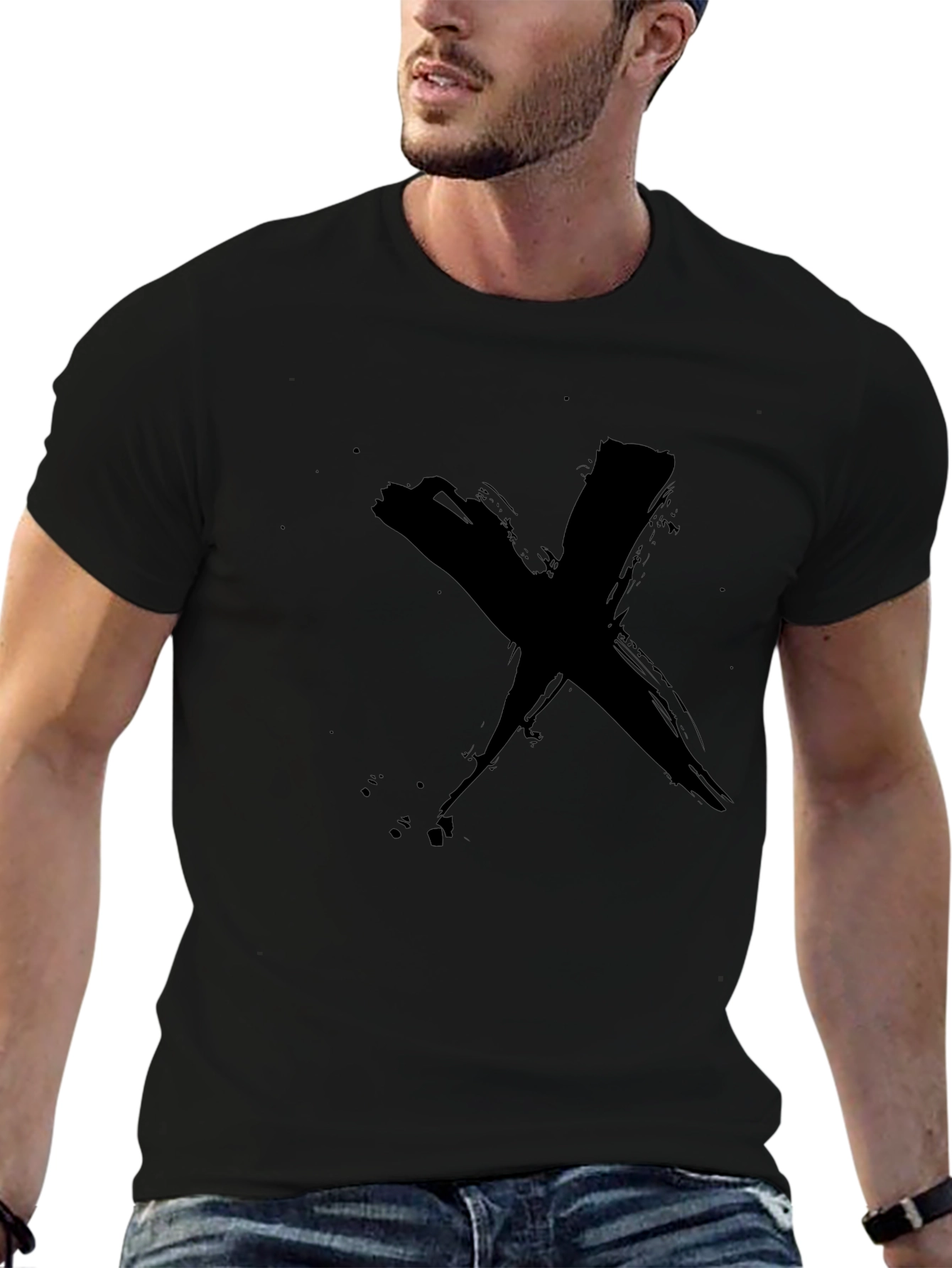 Abstract Brush Stroke X Graphic T-Shirt