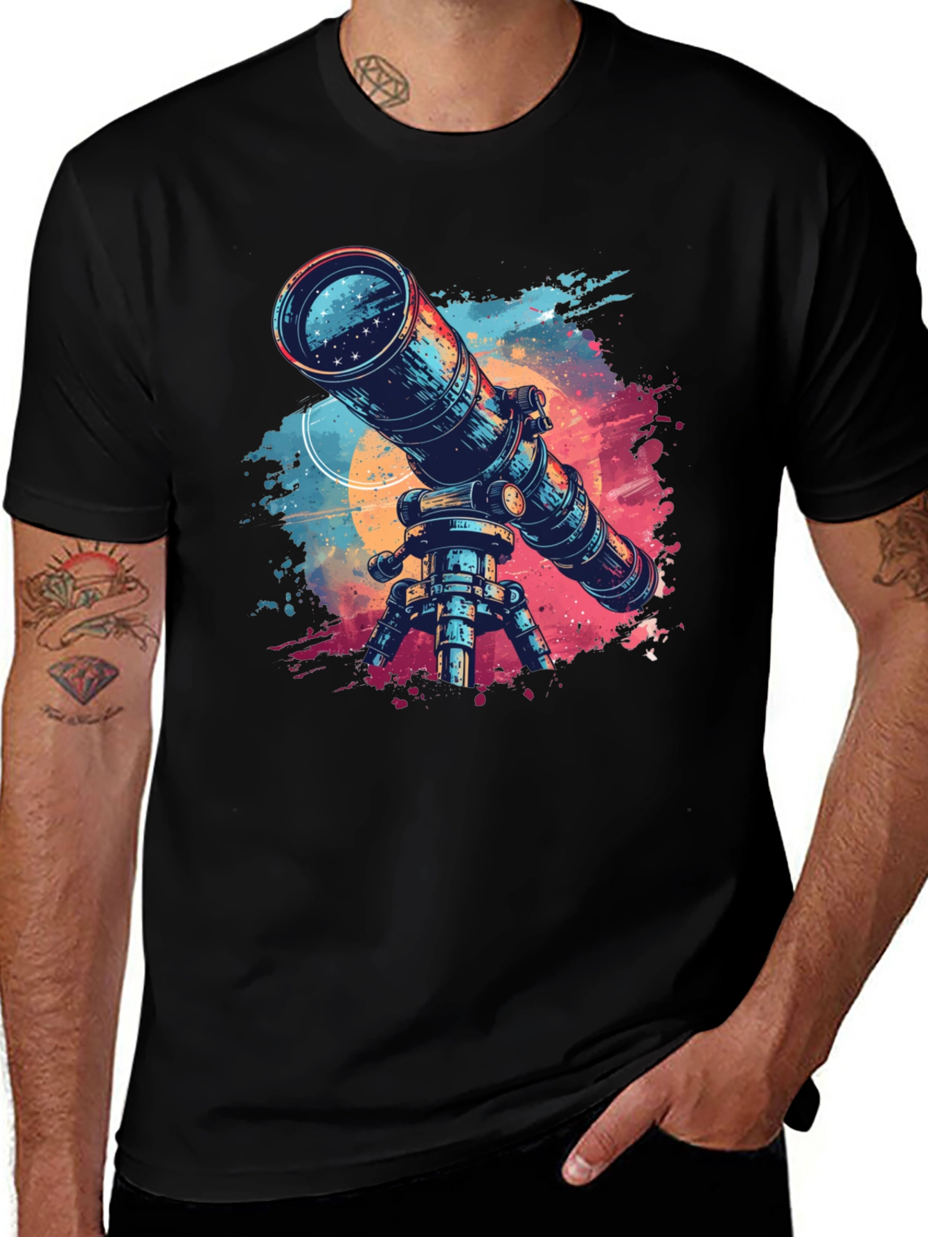Telescope Graphic Tee - Space Explorer Shirt