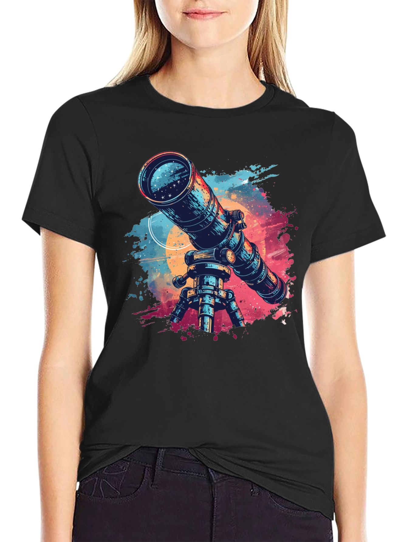 Telescope Graphic Tee - Space Explorer Shirt