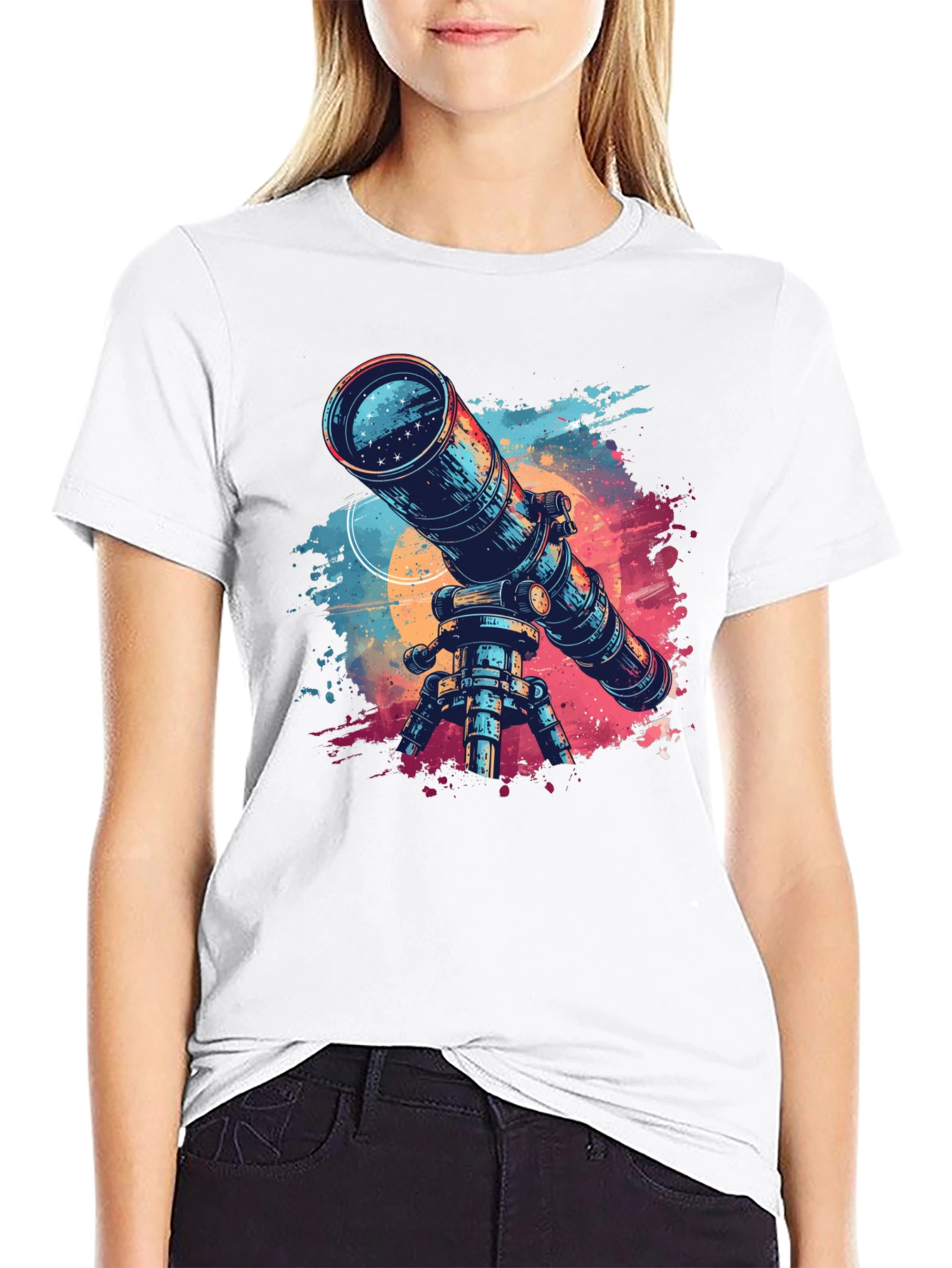 Telescope Graphic Tee - Space Explorer Shirt