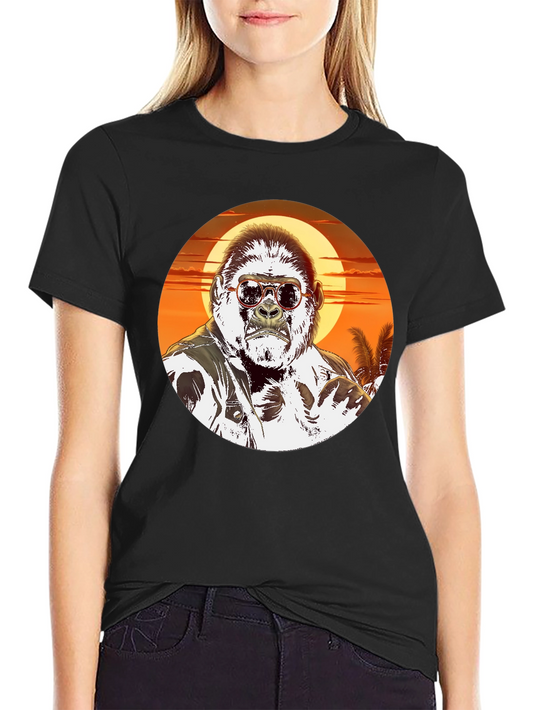 Gorilla Sunset Graphic Tee - Cool Animal T-Shirt