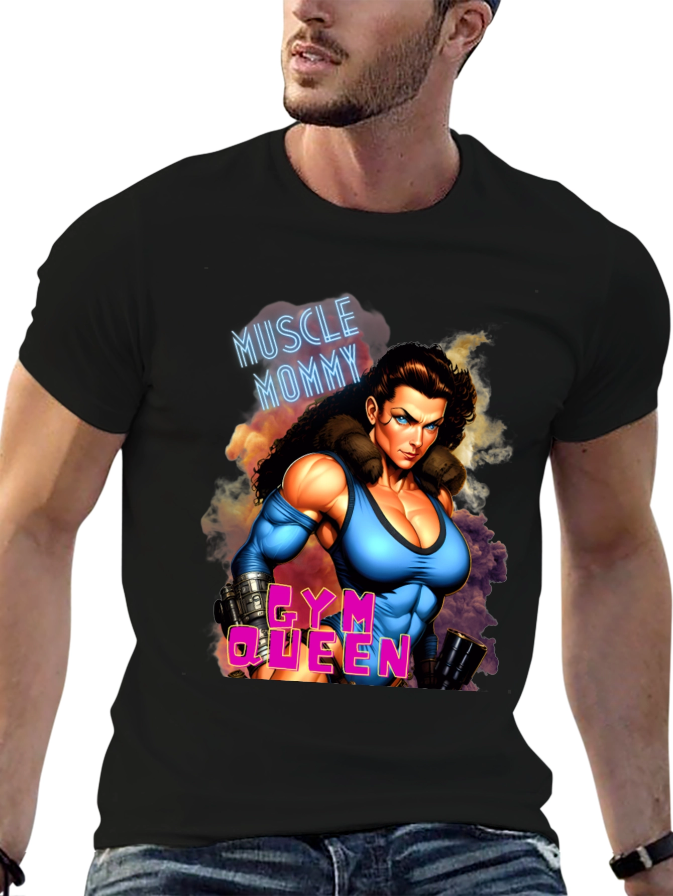 Muscle Mommy Gym Queen Black T-Shirt