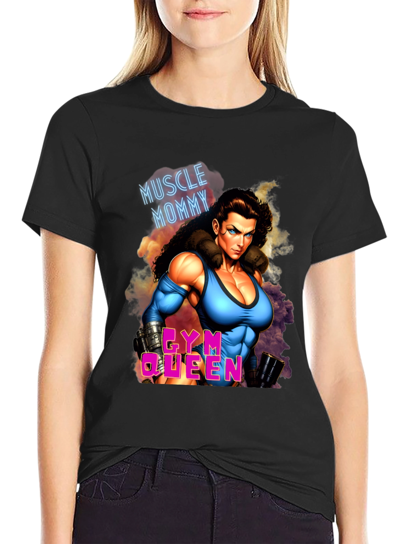 Muscle Mommy Gym Queen Black T-Shirt