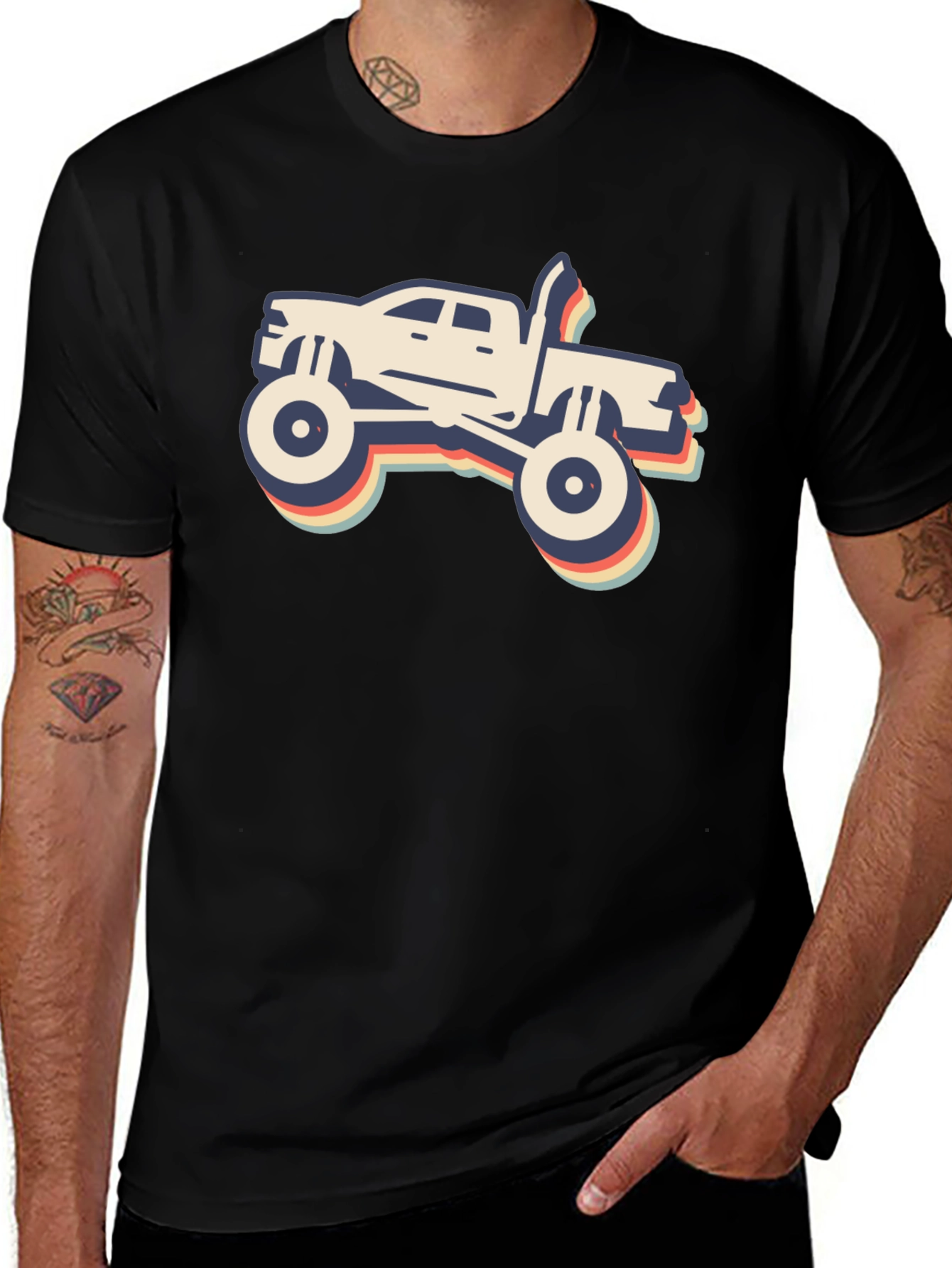 Retro Monster Truck Graphic Tee - Black