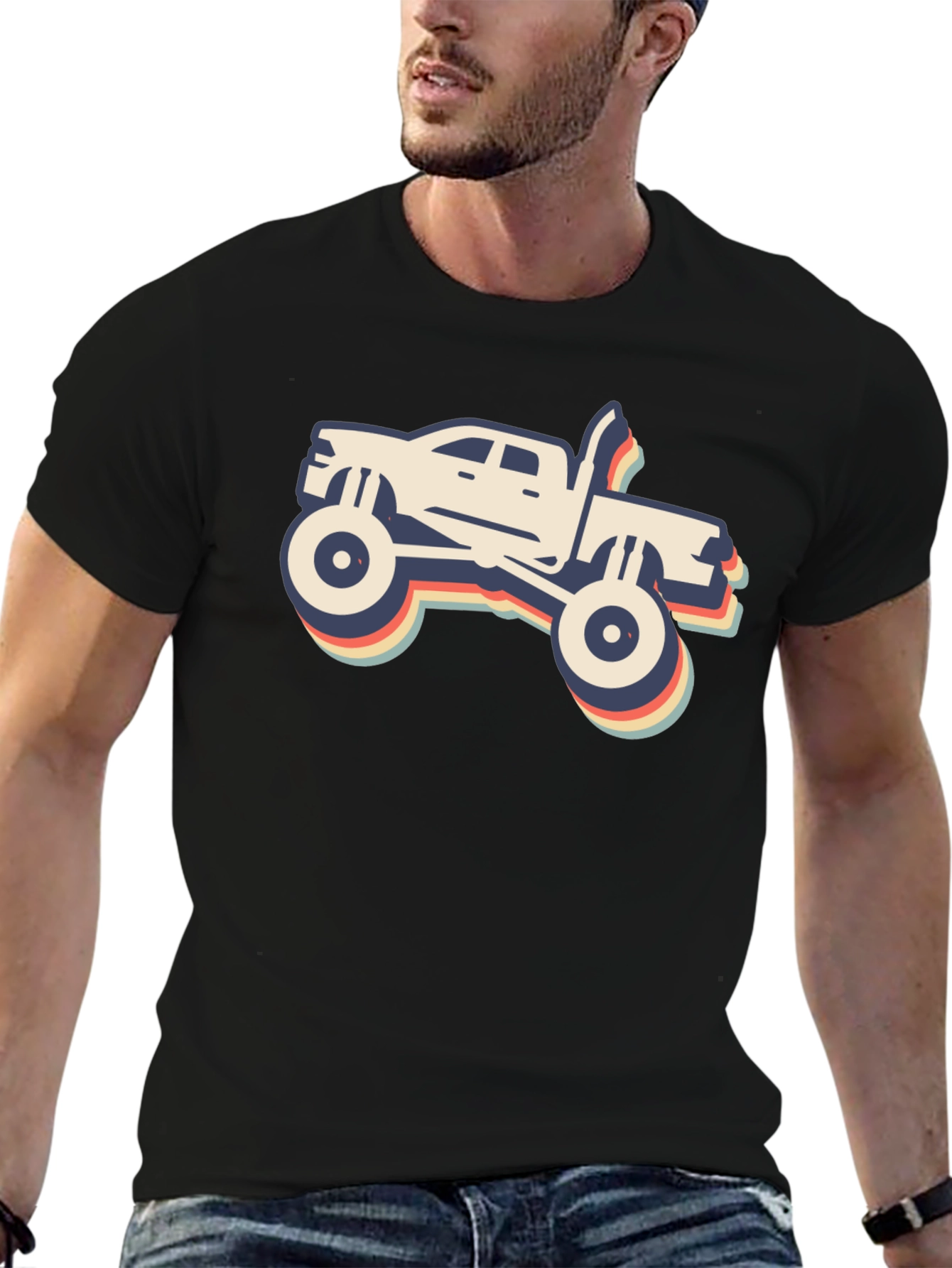 Retro Monster Truck Graphic Tee - Black
