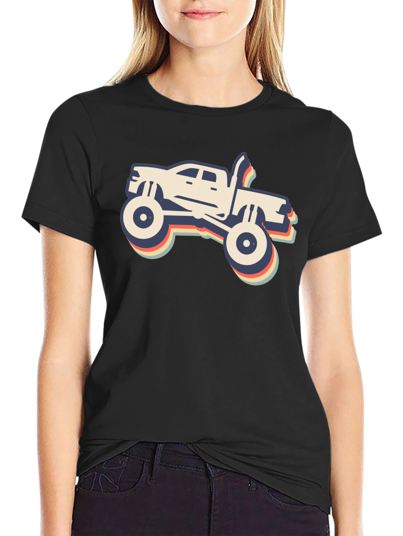 Retro Monster Truck Graphic Tee - Black