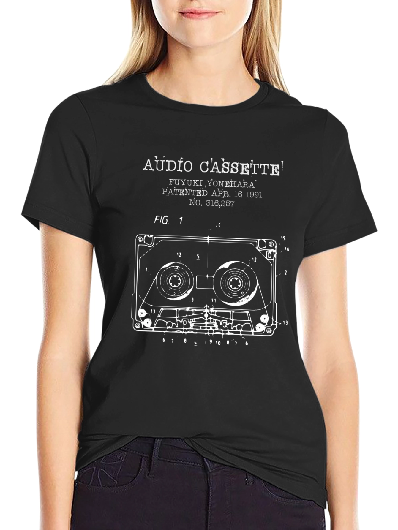 Retro Audio Cassette Patent Graphic T-Shirt
