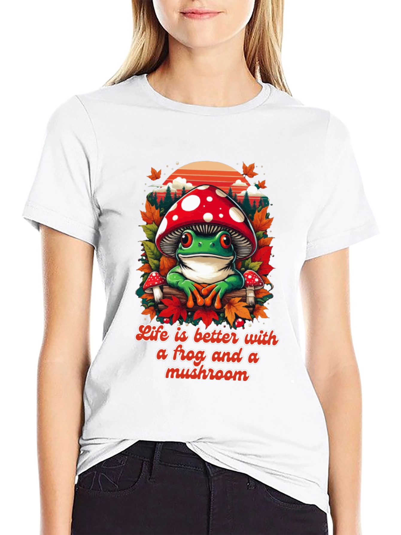 Frog and Mushroom Graphic Tee