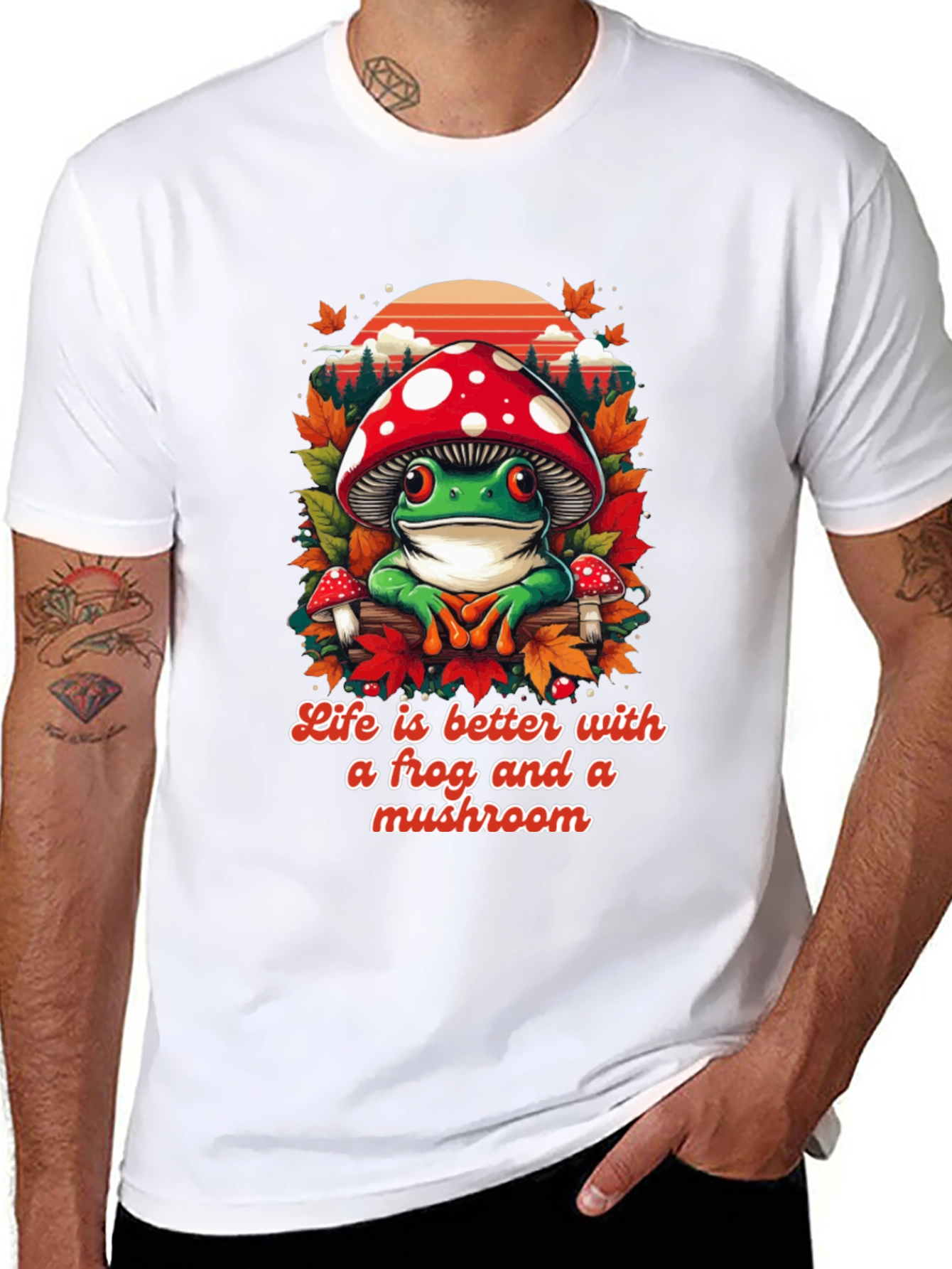 Frog and Mushroom Graphic Tee