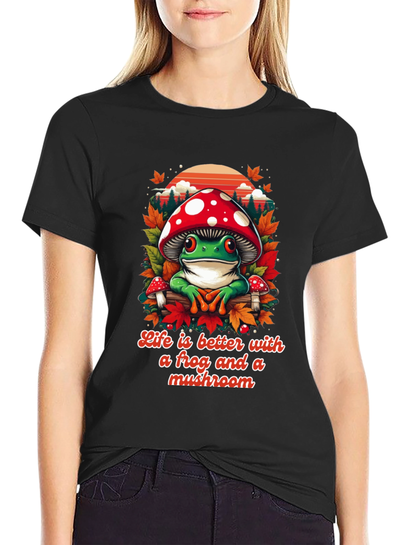Frog and Mushroom Graphic Tee