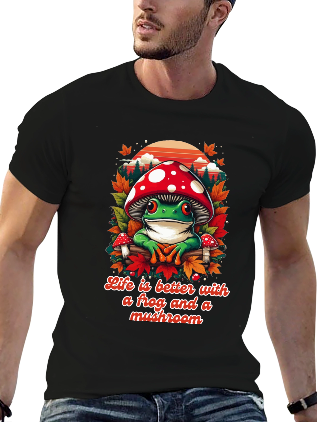 Frog and Mushroom Graphic Tee