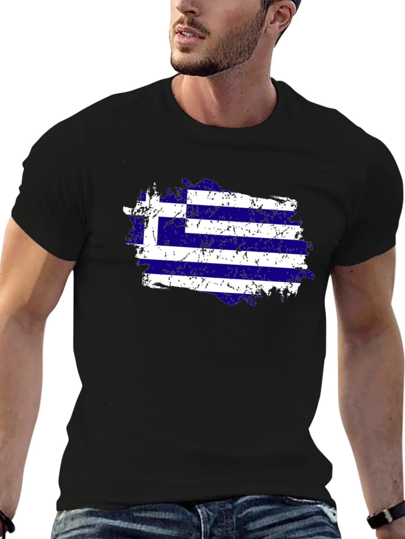Greece Flag Distressed T-Shirt