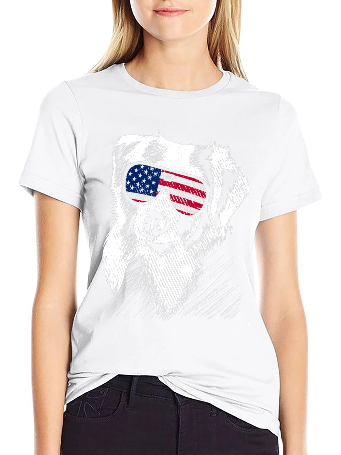 Cool Dog USA Flag Sunglasses T-Shirt