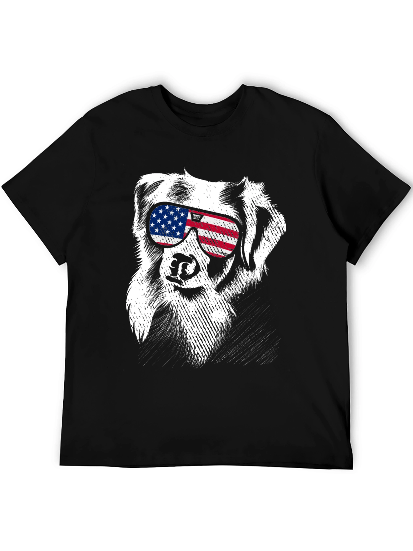 Cool Dog USA Flag Sunglasses T-Shirt