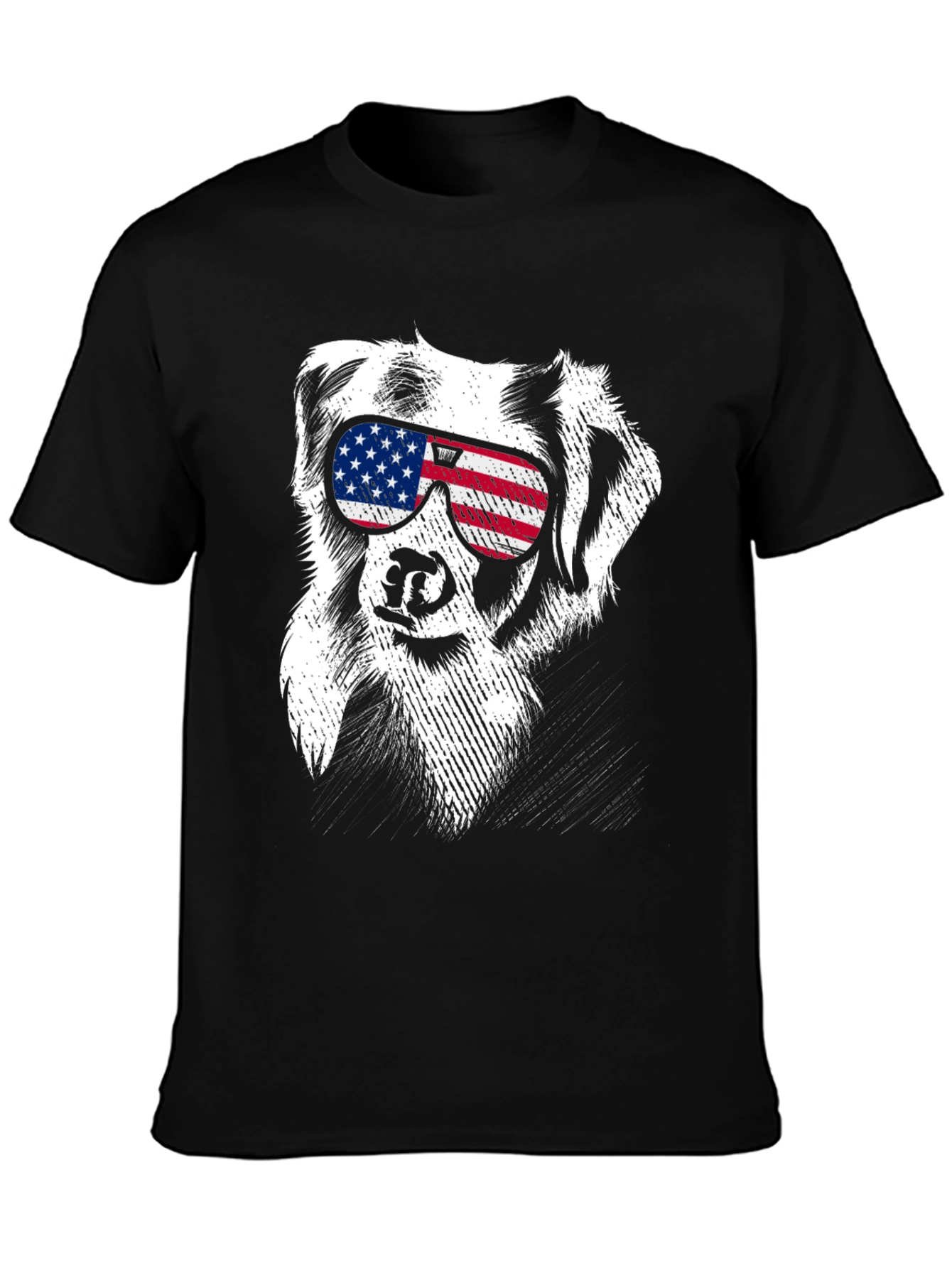 Cool Dog USA Flag Sunglasses T-Shirt
