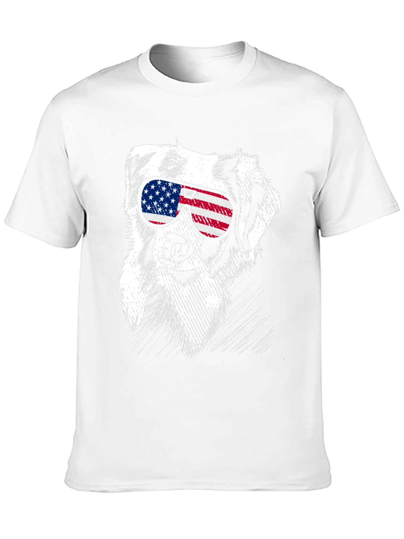 Cool Dog USA Flag Sunglasses T-Shirt