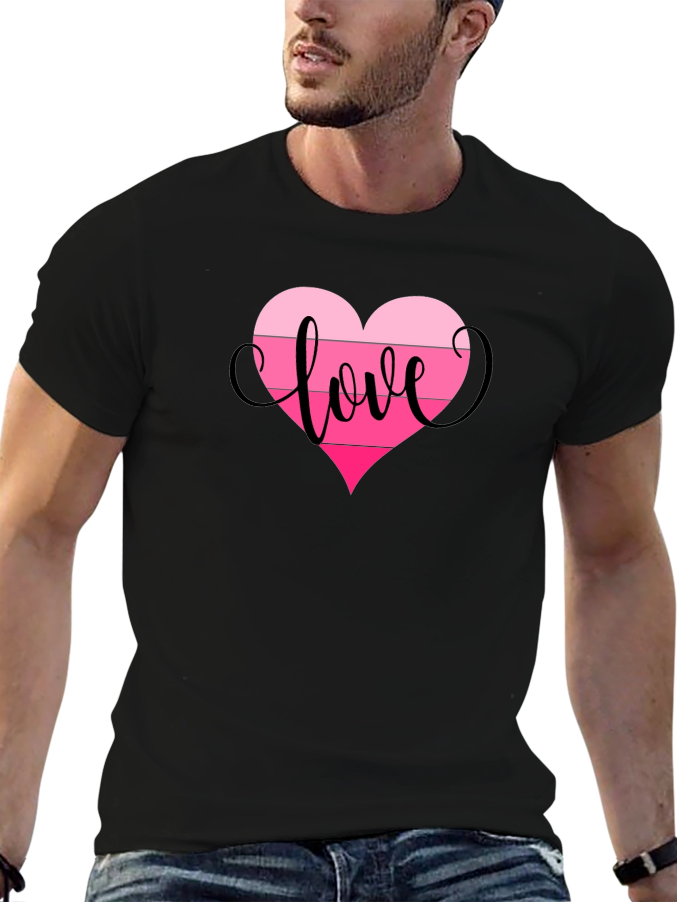 Love Heart Graphic Tee - Black
