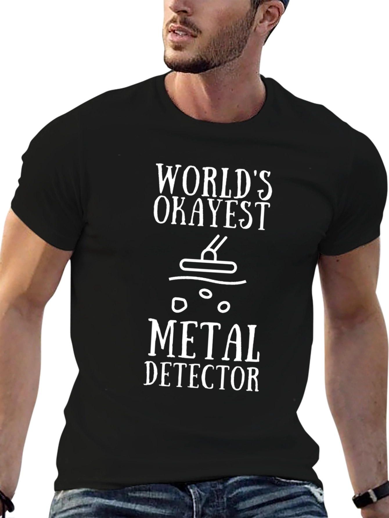 Worlds Okayest Metal Detector Black T-Shirt
