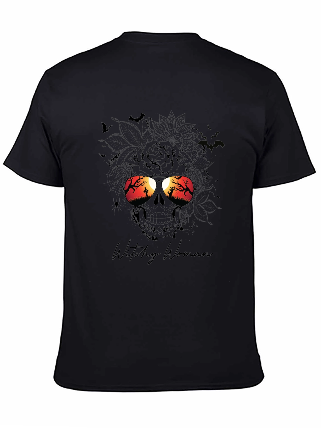 Witchy Woman Skull Halloween Graphic T-Shirt