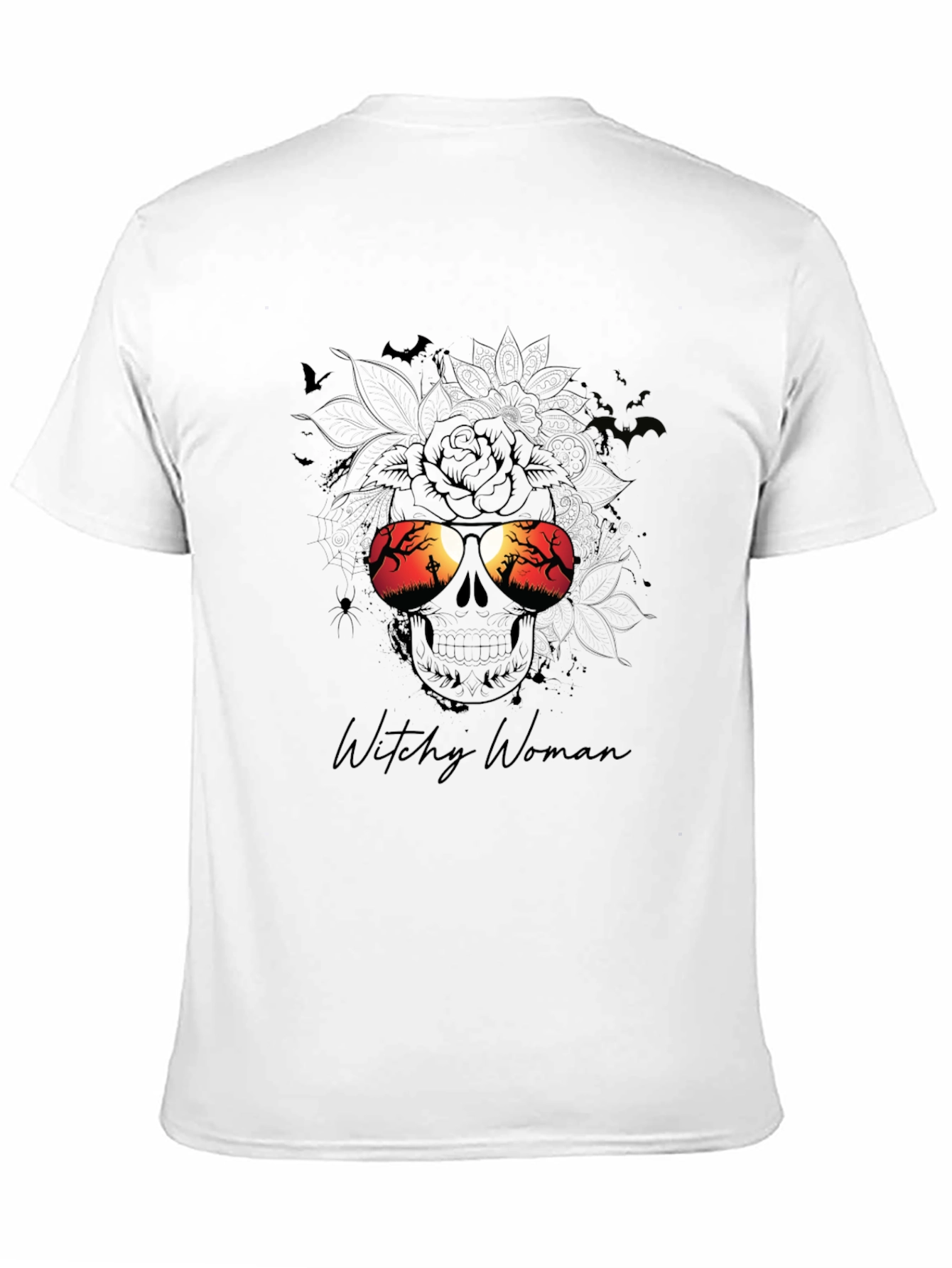 Witchy Woman Skull Halloween Graphic T-Shirt