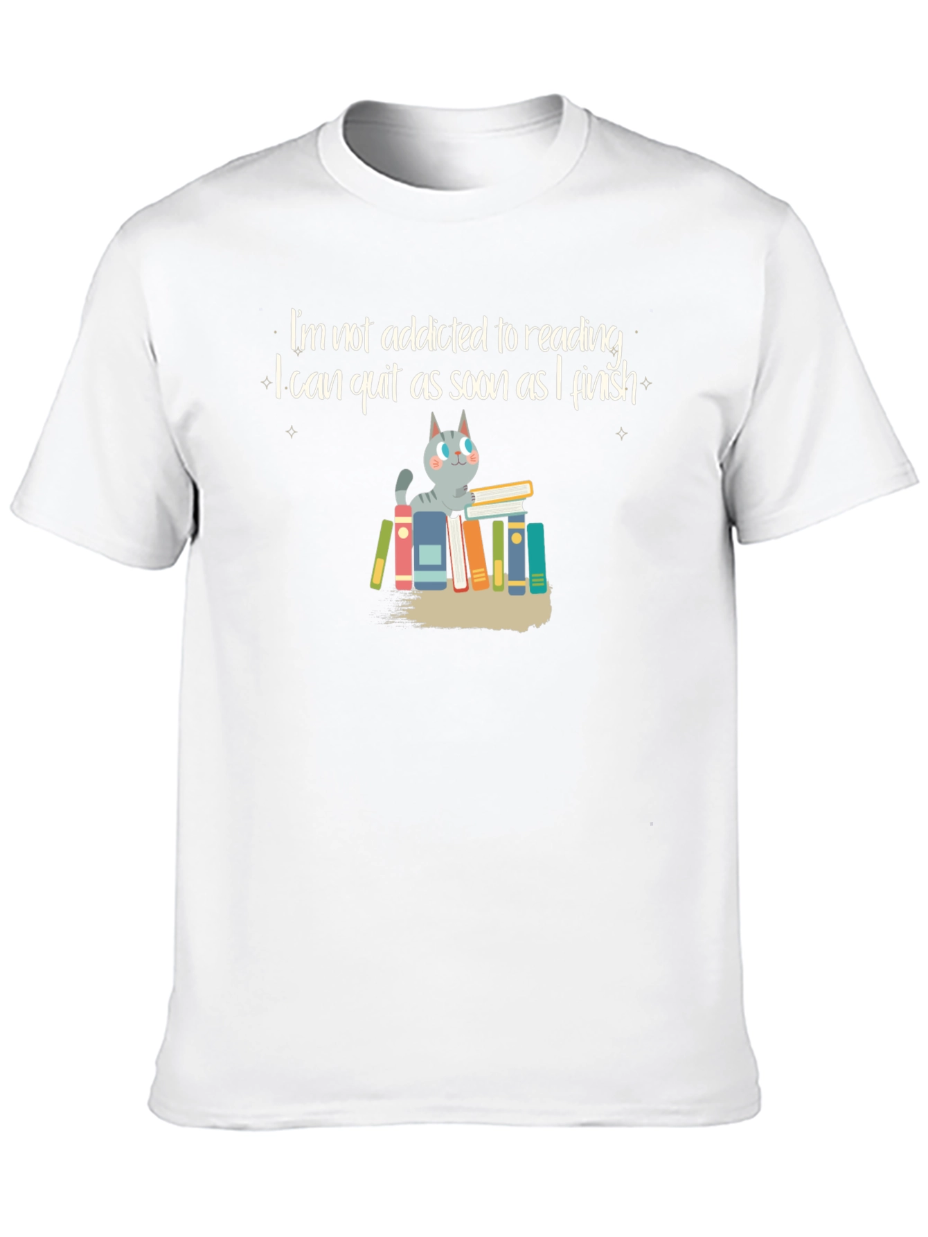 Reading Addict Cat Graphic T-Shirt