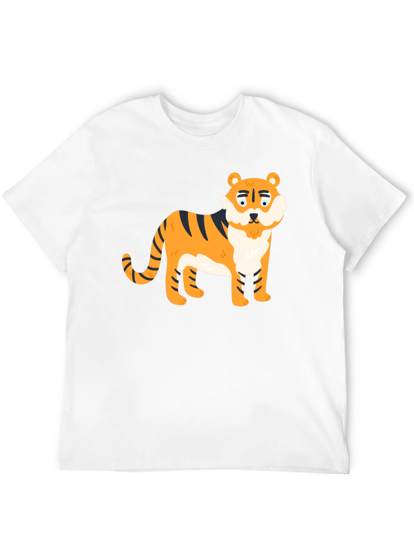 Cartoon Tiger Graphic Tee - Black Cotton Blend