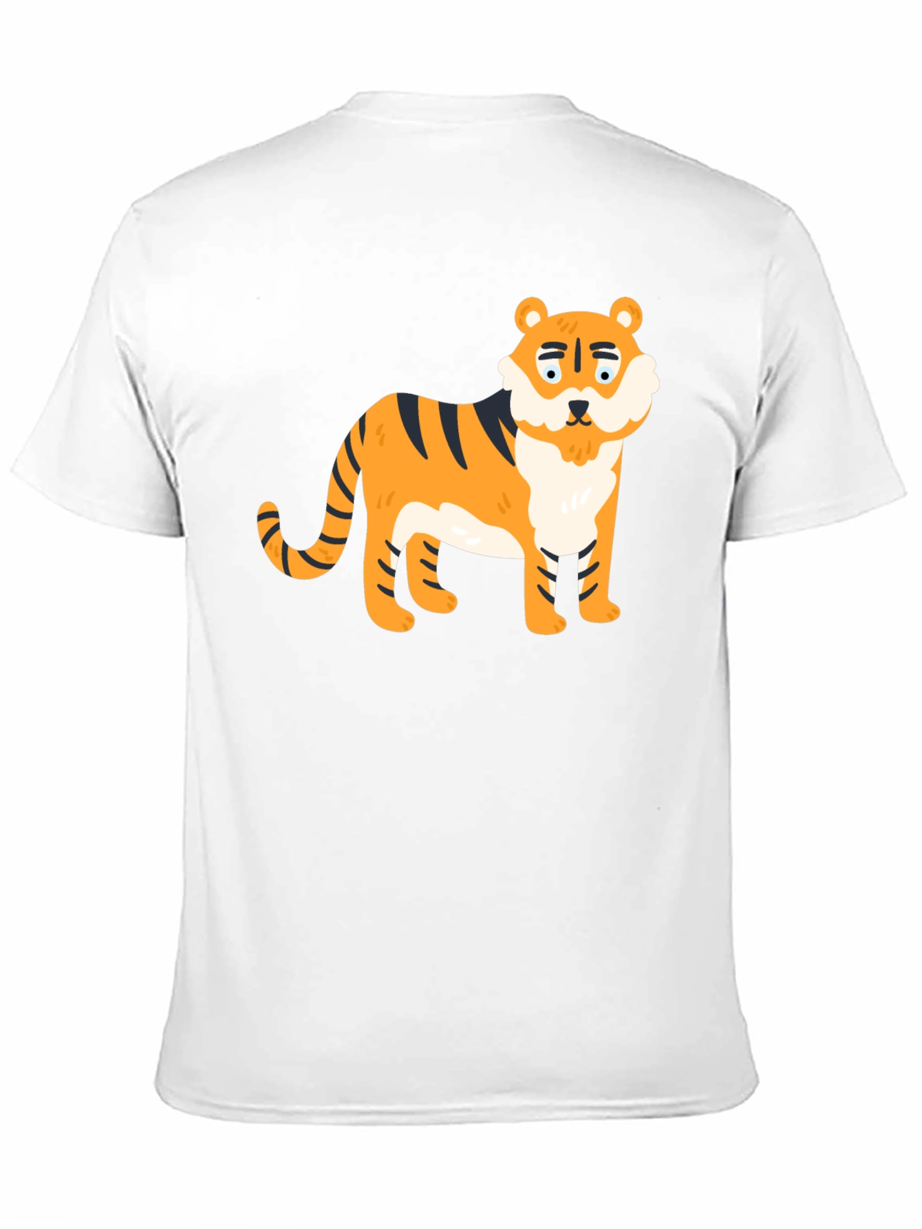Cartoon Tiger Graphic Tee - Black Cotton Blend
