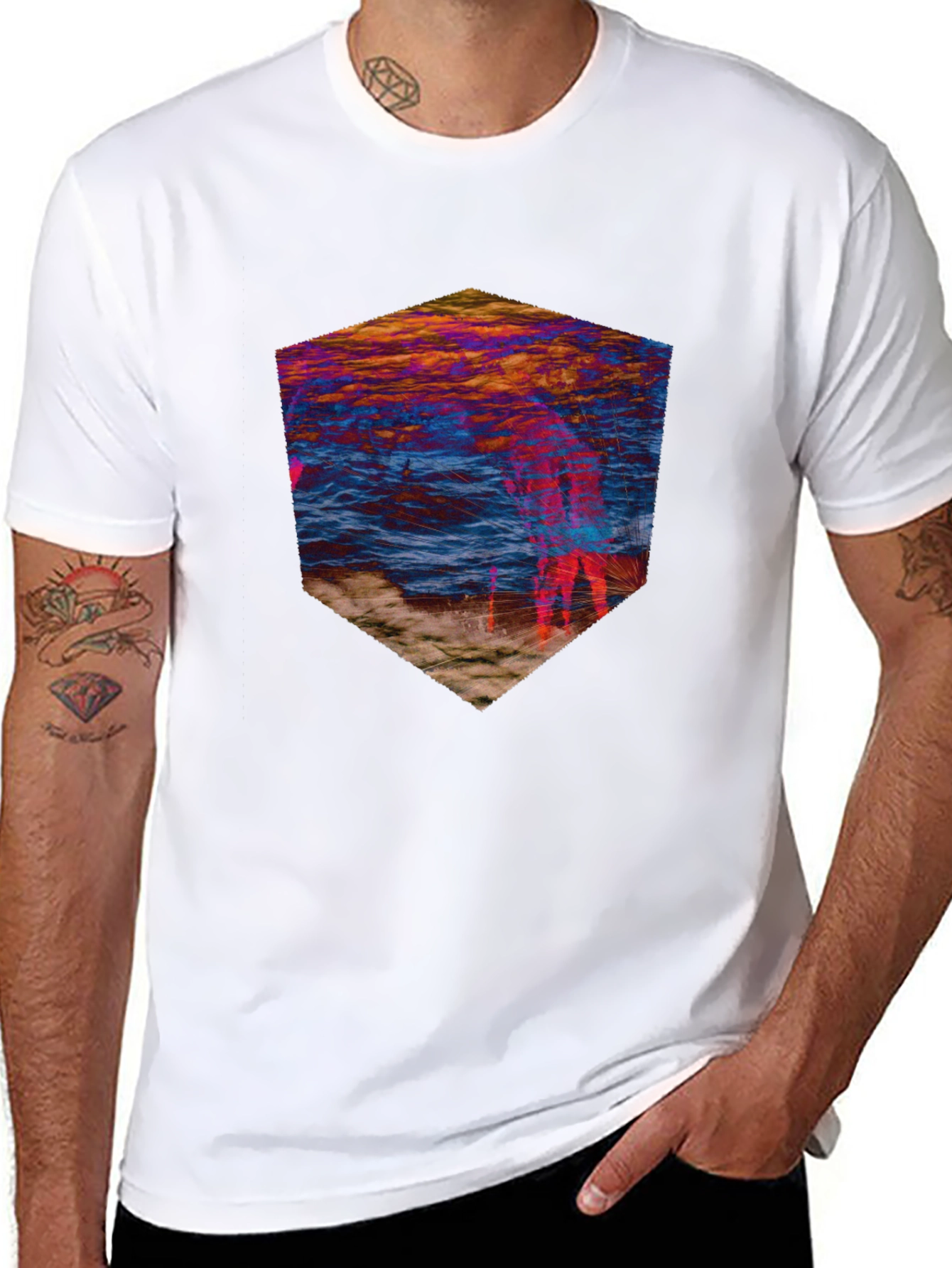 Abstract Beach Scene Graphic Tee
