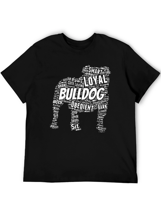 Bulldog Word Art Graphic T-Shirt - Loyal Dog Lover Tee