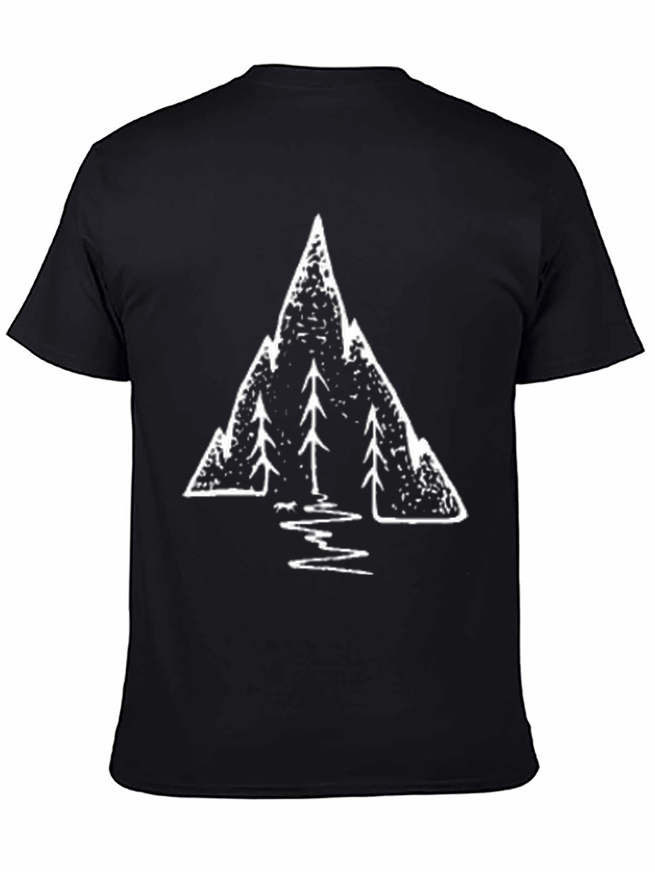Mountain & Tree Graphic Tee - Black Cotton Blend