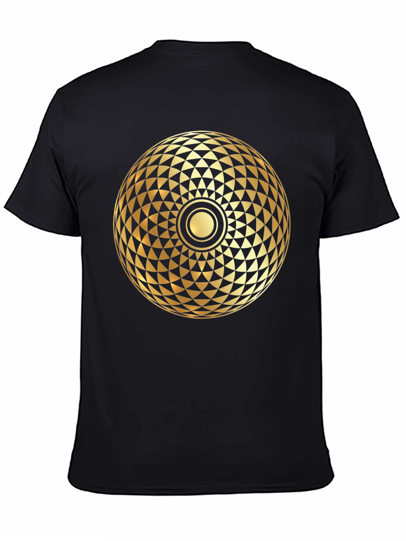 Geometric Gold Print Black T-Shirt