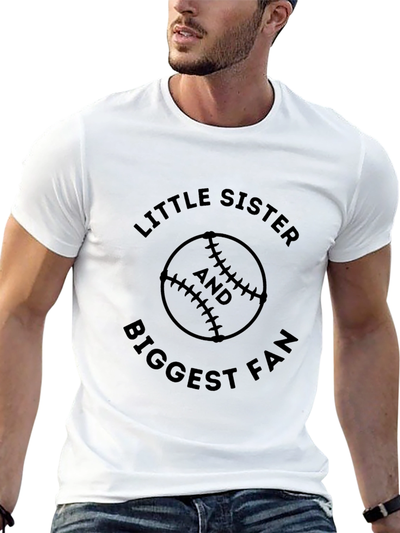 Little Sisters Biggest Fan Baseball T-Shirt