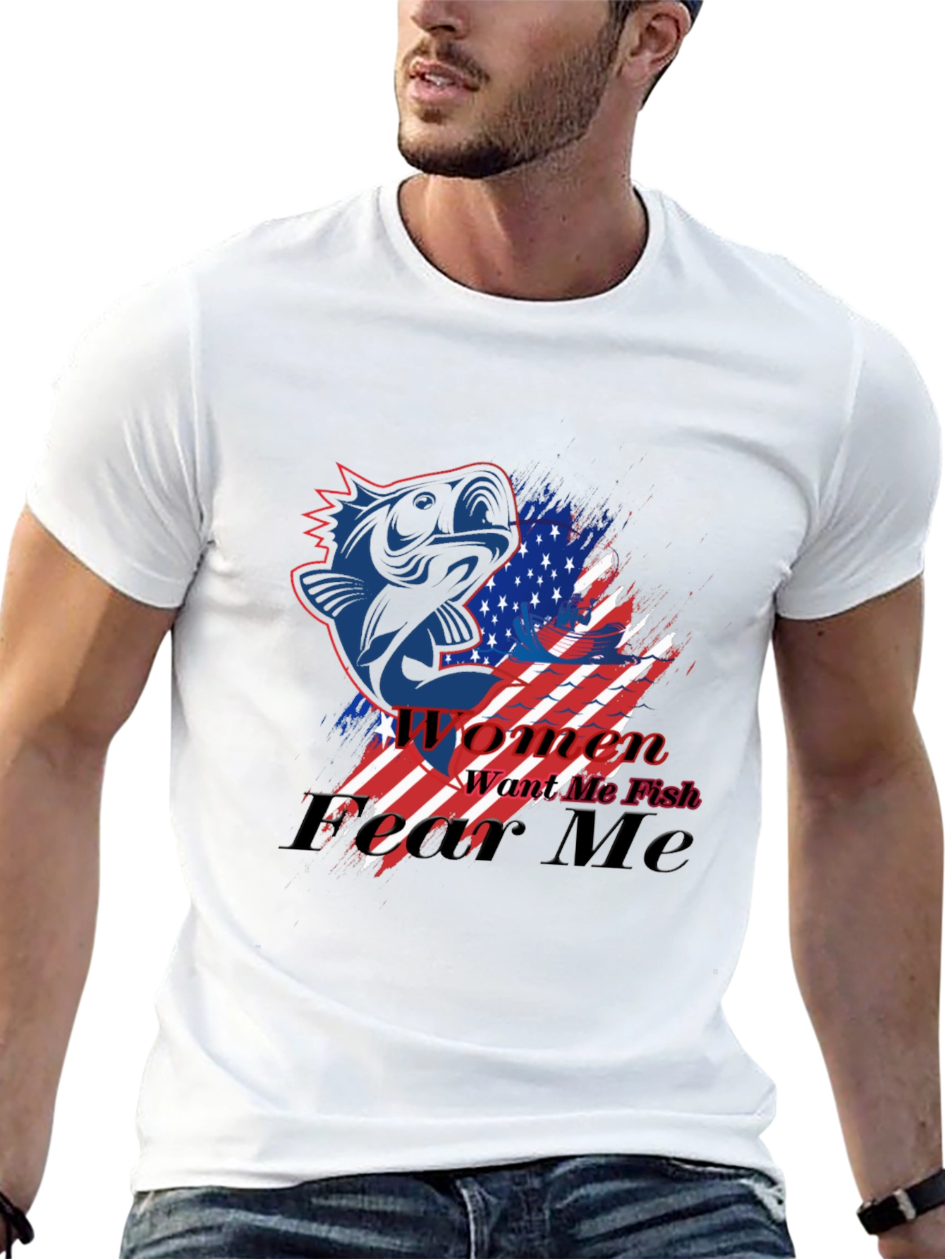 American Fish Graphic T-Shirt - Mens Black Tee