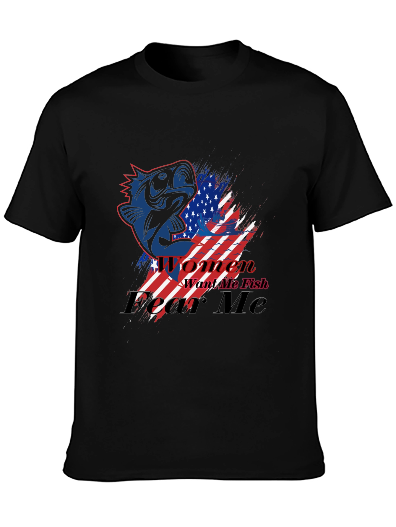 American Fish Graphic T-Shirt - Mens Black Tee