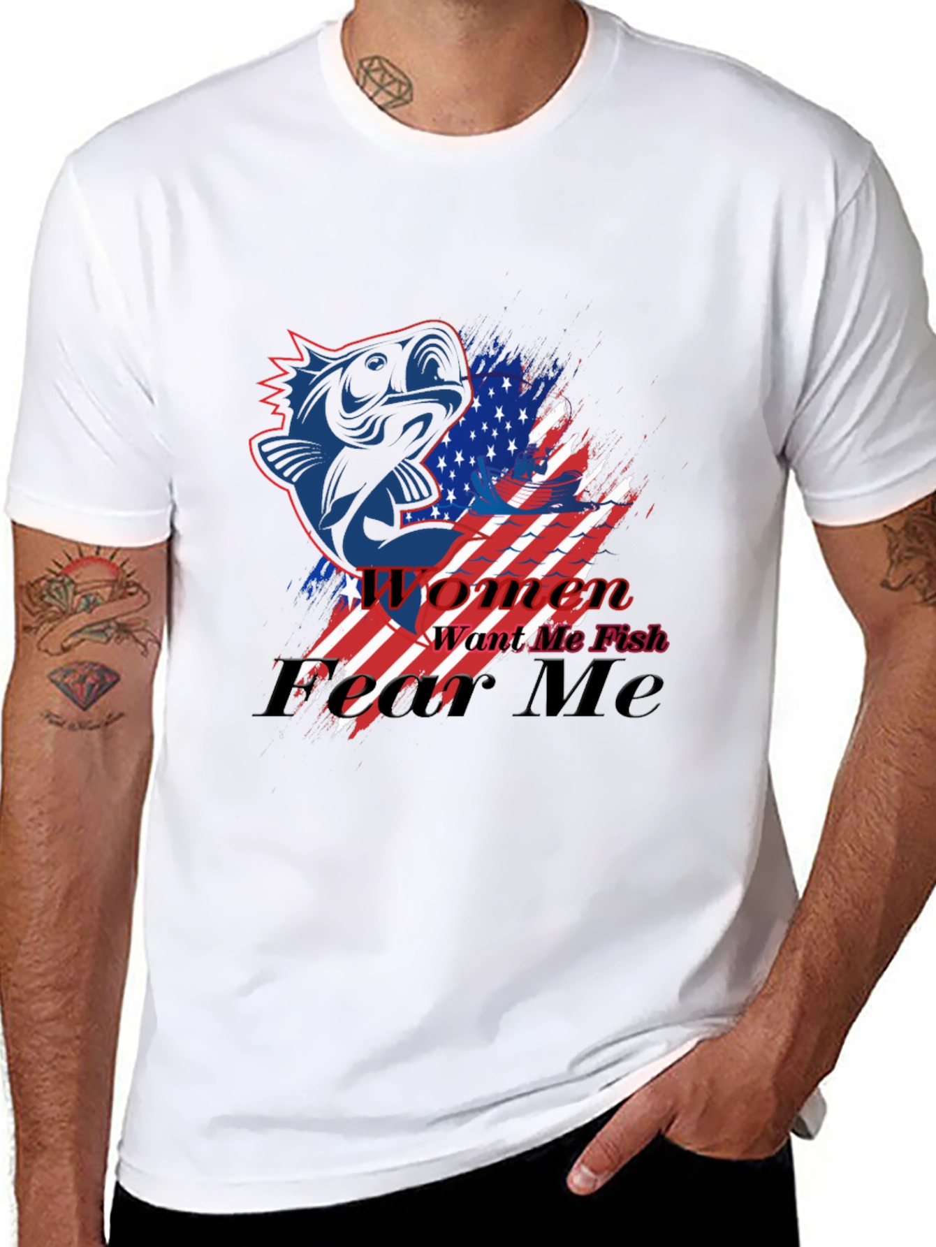 American Fish Graphic T-Shirt - Mens Black Tee