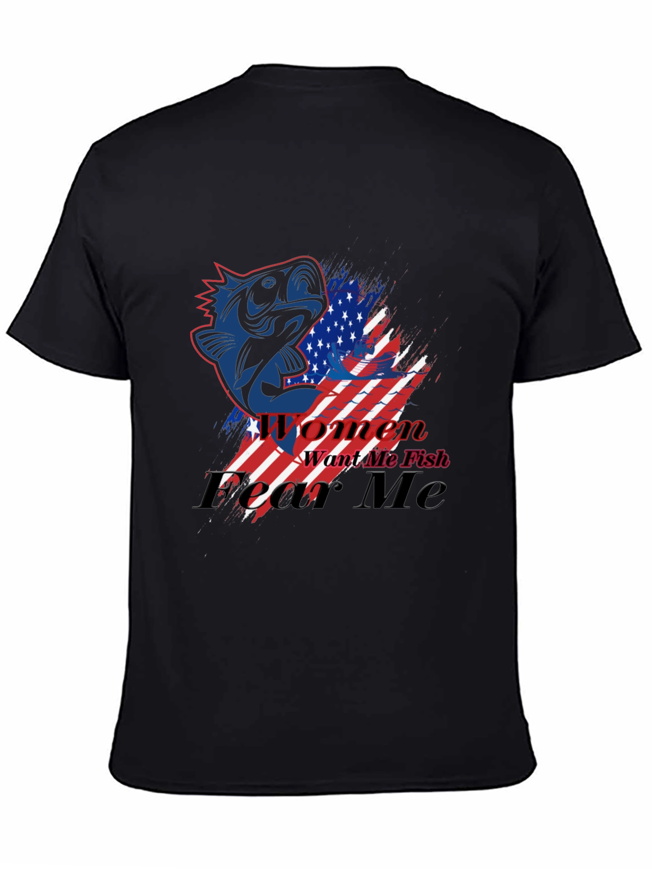 American Fish Graphic T-Shirt - Mens Black Tee