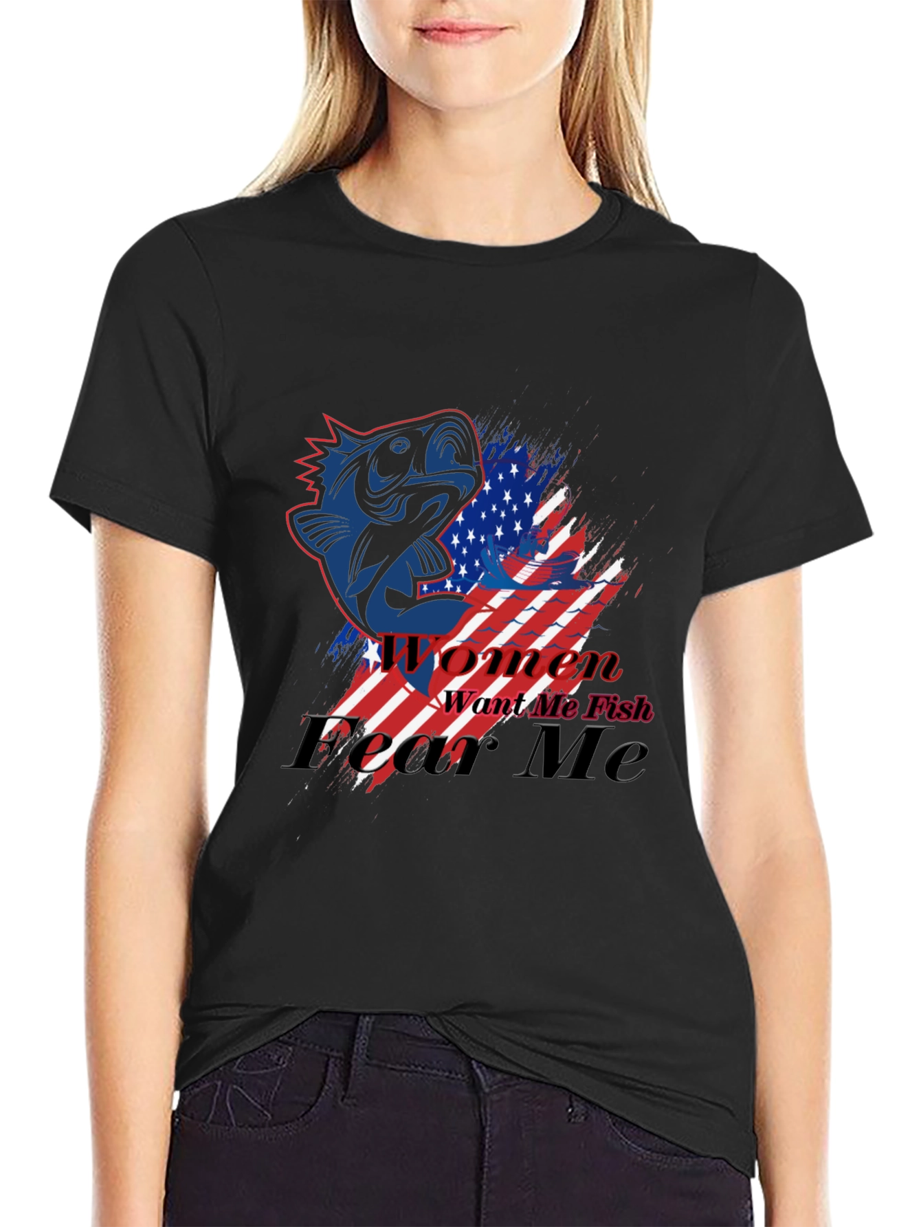 American Fish Graphic T-Shirt - Mens Black Tee