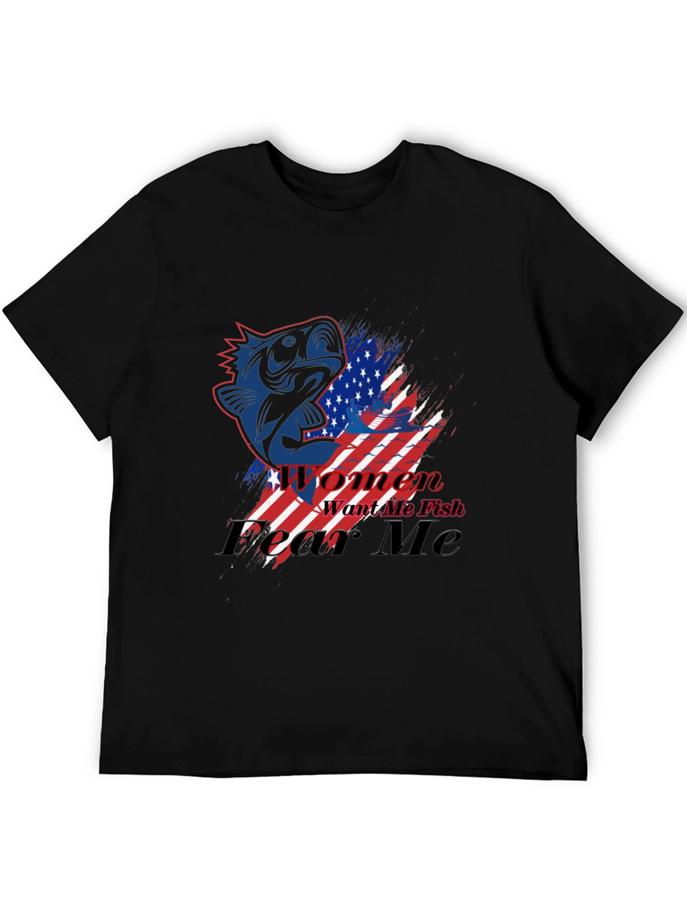 American Fish Graphic T-Shirt - Mens Black Tee