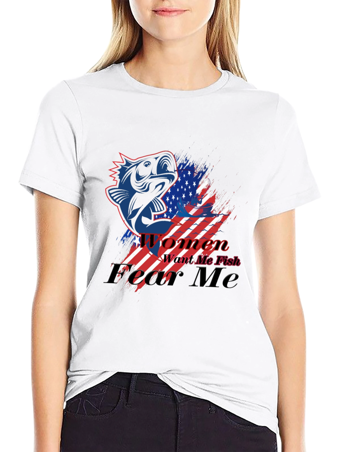 American Fish Graphic T-Shirt - Mens Black Tee
